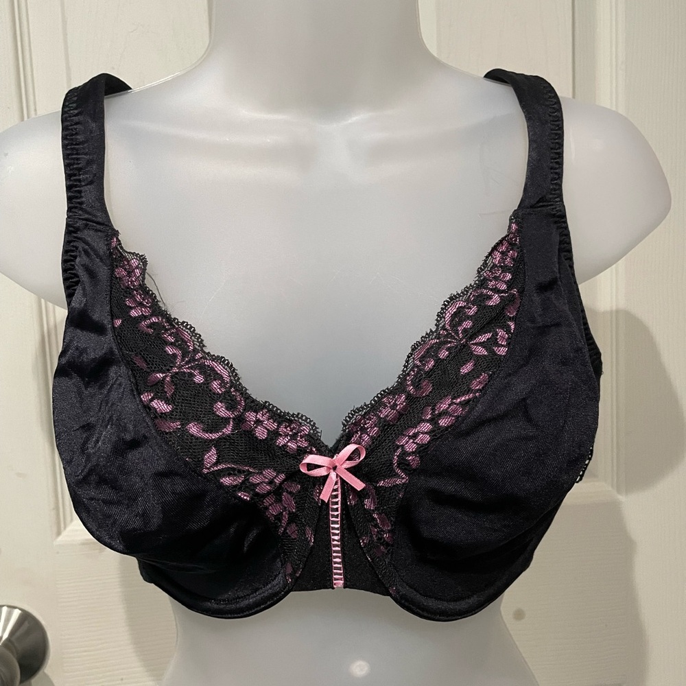 Curvation Plus Size Black and Pink Lace Bra